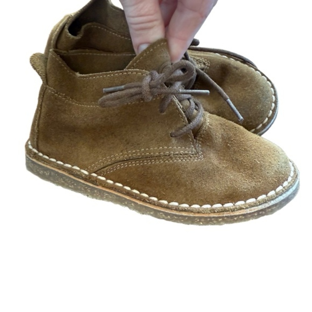 Zara Kids Shoes Kids Sz Euro 24 Brown Desert Boots Suede Lace Minimalist Italy